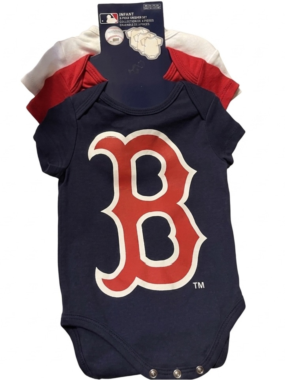 Boston Red Sox Red White Blue 3-Piece Creeper Set Size 6-9 Months NEW NWT